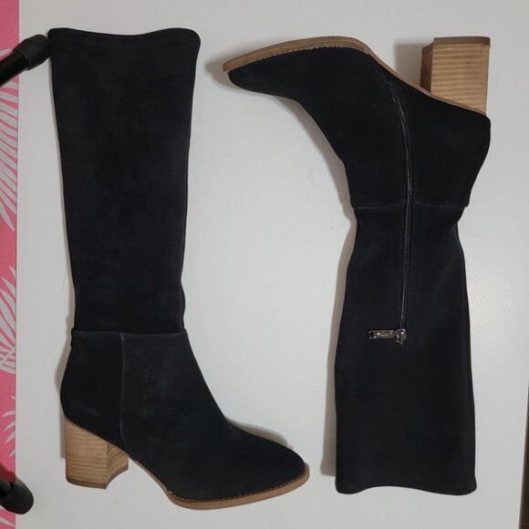 NEW Blondo Nada Knee High Boots Womens 9 Black Suede Minimalist Classic Chic - Picture 2 of 10